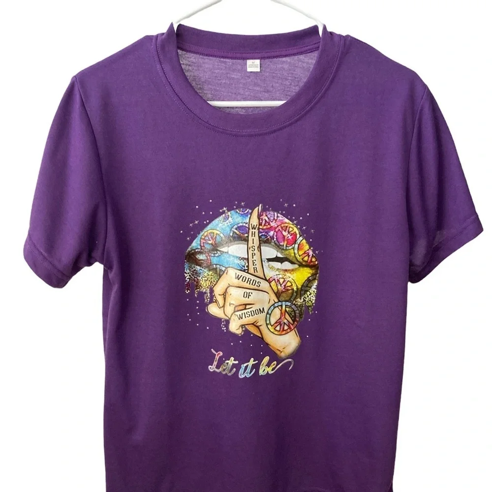 “Let it be” Purple Short Sleeves Medium TShirt - Picture 1 of 3